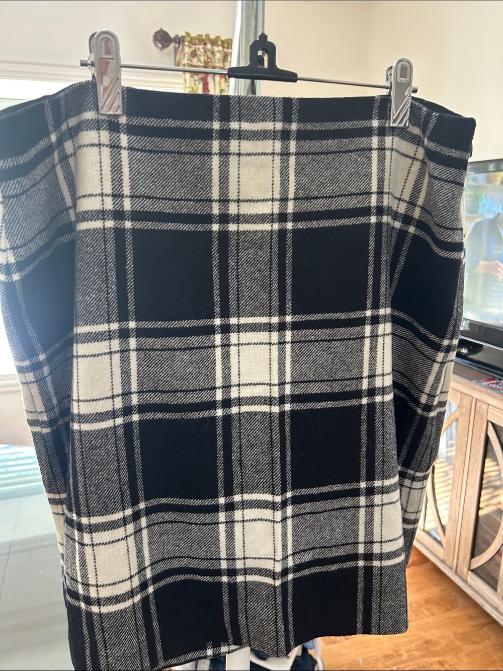 Talbots Black and White Plaid Pencil Skirt
